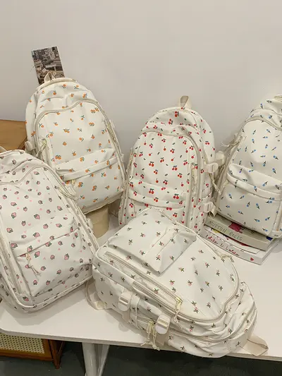 Women's Floral Backpack, Large Capacity, for Middle and Primary School Students - 6