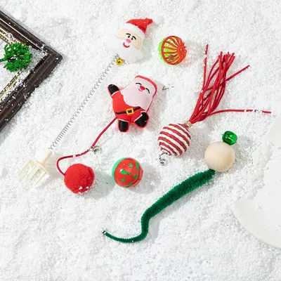 Noel Temalı Kedi Oyuncak Seti, Etkileşimli Kedi Oltası ile Birlikte - 5