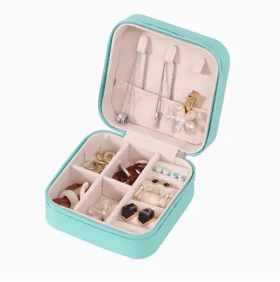 Cross-border Portable Jewelry Box Earring Necklace Bracelet Jewelry Storage Case Compact Travel Jewelry Organizer