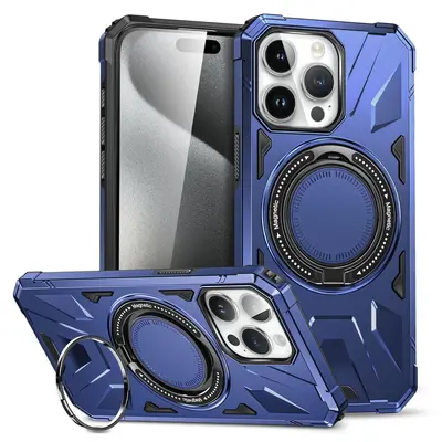 Phone case for iPhone 15 Pro Max, magnetic stand, PC+TPU - 7