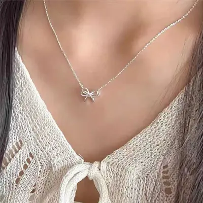 S925-Sterlingsilber-Glücksbringer-Halskette, kurze Kette - 11