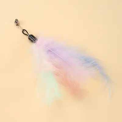 Wooden-Handle Spring Cat Toy with Feather Replacement Head and Bell - 13