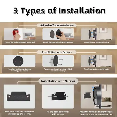 360° Rotatable Magnetic LED Wall Light with Remote Control and Dimmer