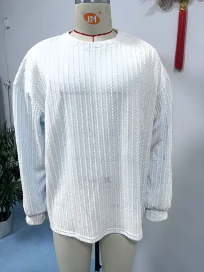 Herren-Freizeit-Langarmshirt, einfarbig, Jacquard-Muster