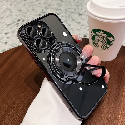 Görünmez braketli Apple 16 cep telefonu kılıfı, iPhone 15 için uygun manyetik emişli, lens filmi ve 14 ProMax koruyucu kapaklı. - 7