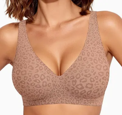 Women's deep V wireless bra, comfortable support, seamless - 10