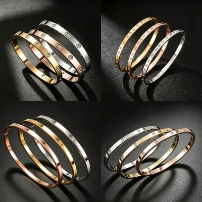 Titan-Stahl Armband, 18K vergoldet, 10 Steine mit Schiebeknoten - 3