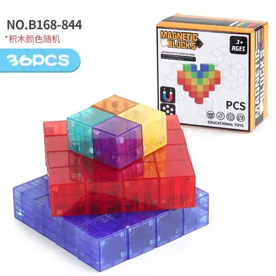 Manyetik 2 cm kare blok yapı seti, DIY küp, eğitici birleştirme oyuncağı - 7
