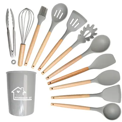 Silikon spatula ve kaşık 12 parçalı set gıda sınıfı silikon spatula yapışmaz silikon spatula ev silikon mutfak eşyaları toptan - 10