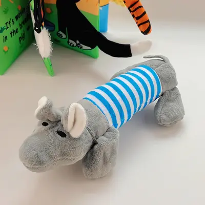 Plush Dog Toy, Embroidered Duck and Pig Design, Bite-Resistant Squeaky - 6