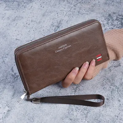 Men's Long Wallet, Zipper Coin Pocket, Multi-Card Slots - 8
