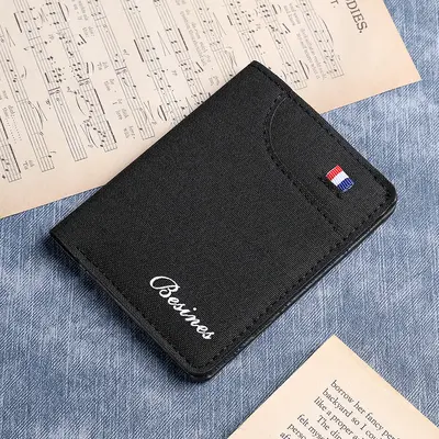 MUJI Men's Ultra-Thin Short Wallet, Soft Leather with Card Holder - 6
