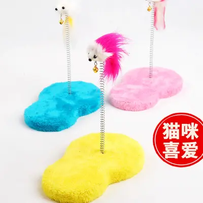 Spring Feather Mouse Cat Scratcher with Teaser Toy - 2