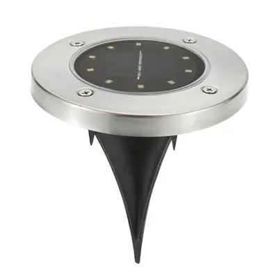 Solar 8 LED Stainless Steel Lawn Light, Waterproof