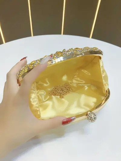 Strass-Sonnenblumen-Abendtasche, vollständig mit Strass besetzt - 4