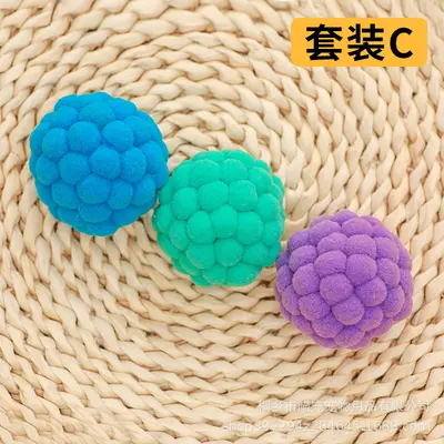 Colorful Plush Cat Toy Set with Large Bell Balls for Chewing - 9