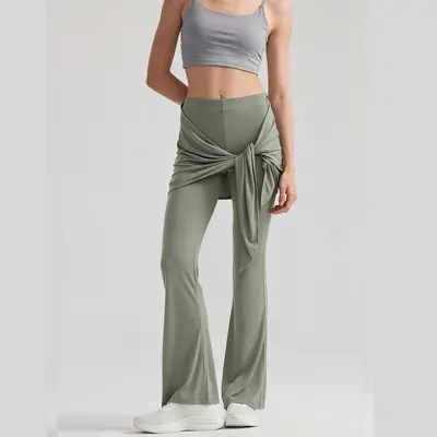 Neues Yoga-Schlaghose-Damen-Langhose mit Nackt-Gefühl, Drape-Fall, abnehmbarem Rockteil gegen Verlegenheit, Fitnesshose zum Außentragen, blickdicht gegen Peinlichkeit - 12