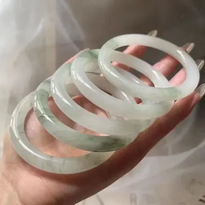 Hetian jade bracelet, clear water green, natural stone - 11