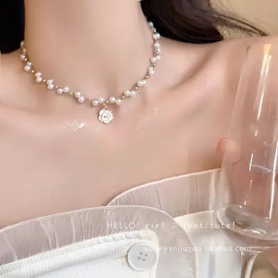 Shijia inci kolye kadın niş erişilebilir lüks tasarım üst düzey moda zarif köprücük kemiği zincir kolye kazak zinciri boncuk zinciri