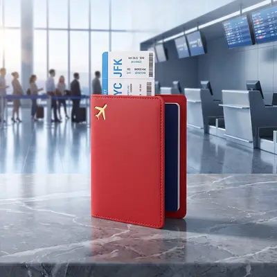 Cross-border Amazon In-Stock Airplane Passport Cover Protective Case PU Leather Passport Holder Thickened Passport Wallet