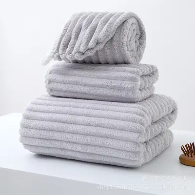 Şeker Çubuğu Mercan Polar Havlu Banyo Havlusu Saç Kurutma Şapkası Set Hediye Havlusu El Sanatı Havlusu Tiktok Aynı Stil Toptan - 8