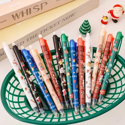 Christmas Print Erasable Pen Stylish Christmas Stationery Gift for Students Bullet Print Magic Erasable Pen