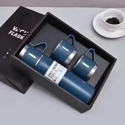保温杯商务杯套装一杯三盖不锈钢保温杯泡茶杯伴手礼水杯礼品批发