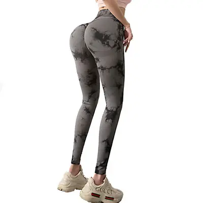 Seamless High-Waist Women's Yoga Leggings, Tie-Dye Print, Butt-Lifting