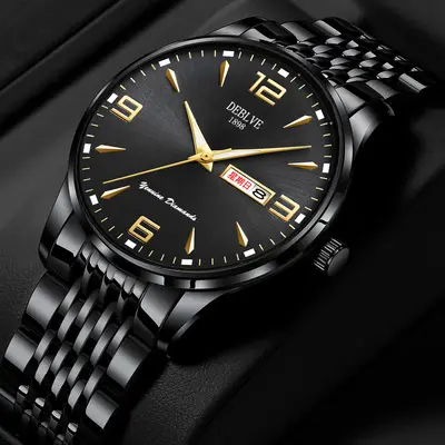 Herrenuhr, Stahlarmband, ultradünn, wasserdicht