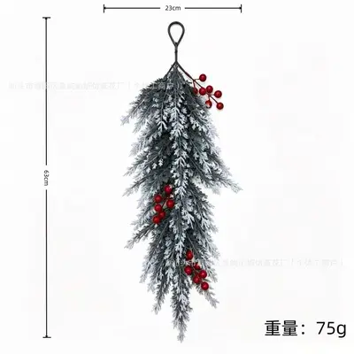 Yapay poinsettia ve sedir dalı kapı süsü, Noel dekorasyonu - 9