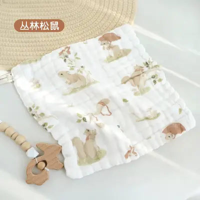 Kategorie A sechsschichtiges Waffelmuster Baby Spucktuch Baby Cartoon süß kleine quadratische Waschlappen Baby Bad Gesichtstuch - 7