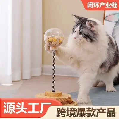 Solid Wood Rotating Cat Toy and Pet Treat Dispensing Ball, Roly-Poly