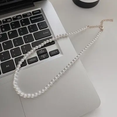 French Luxury Faux Pearl Necklace for Women ins High-End Elegant Versatile Collarbone Chain Trendy Neck Chain - 7