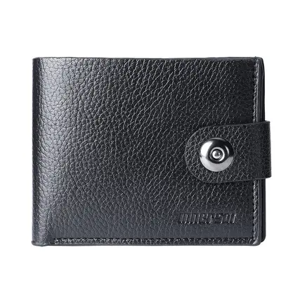Men's Leather Wallet with Magnetic Clasp, Zipper and Driver's License Slot - 6
