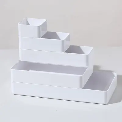 收纳箱白色直角厨房调料瓶罐橱柜书本零食杂物整理箱储物篮筐塑料 - 3
