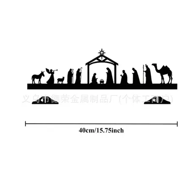 Schwarze Metall-Weihnachtsdeko für den Tisch mit Eisen-Silhouette zum Aufhängen