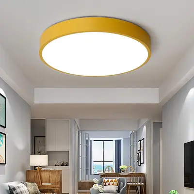 110V Round Ultra-Thin Macaron Ceiling Light for Bedroom