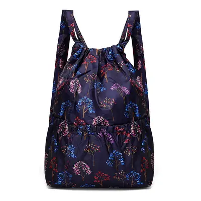 Ultra-Light Floral Drawstring Backpack for Women, Foldable Shopping Bag - 10