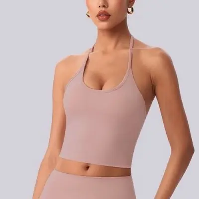 Yoga-Set mit Neckholder-Top und High-Waist-Hose - 13