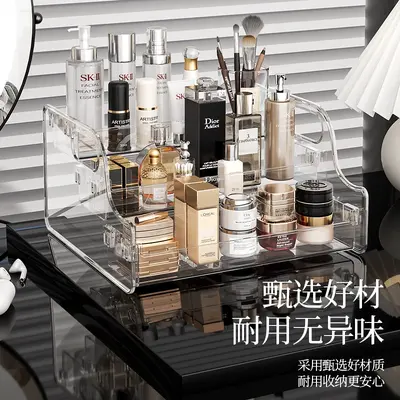 Acrylic cosmetic storage box tiered transparent - 4