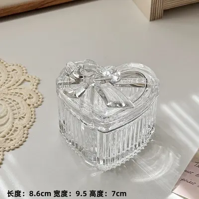 Schmuckschatulle aus Glas, Herzform mit Schleife, europäischer Stil - 7