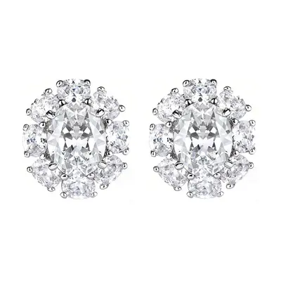 S925 Silver Oval Moissanite Ring, 4 Carat Total, D Color, 7x9 mm
