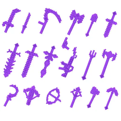 Building Block Weapon and Figure Accessory Set, 8 Colors, Small Parts - 4