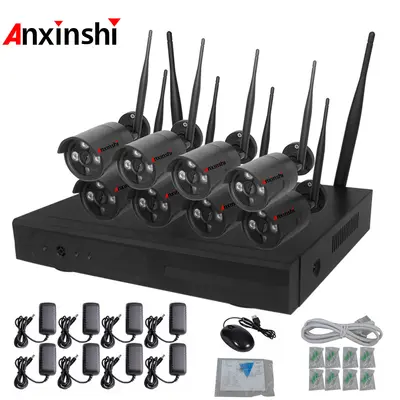 Security monitoring wireless wifi camera set 8-channel wireless NVR set hard drive video recorder network camera