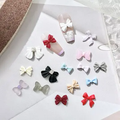 Üç boyutlu reçine fiyonk tırnak sanatı takı seti DIY