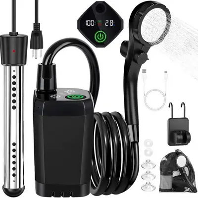 Taşınabilir Elektrikli Su Pompası, Duş Başlığı Açık Hava - 11