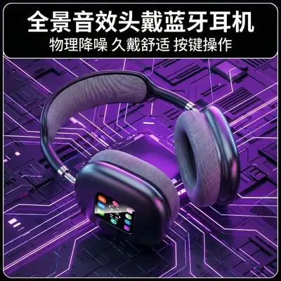 Retro-Kopfhörer mit kleinem Kopfbügel, Bluetooth, TF-Kartenschacht, digitale Anzeige, extrem lange Akkulaufzeit, Freisprechfunktion, Geräuschunterdrückung, kabelloses Over-Ear-Headset - 3