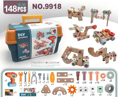 Детский конструктор для мальчиков 3-6 лет, сборный ящик с инструментами и винтами, развивающие строительные блоки, игрушечная электродрель, развивающая игрушка для практического обучения - 7