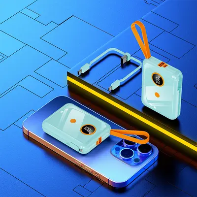 Powerbank 20000mAh mit integriertem Dual-Kabel Schnellladung 22,5W tragbar mit Kabel - 9