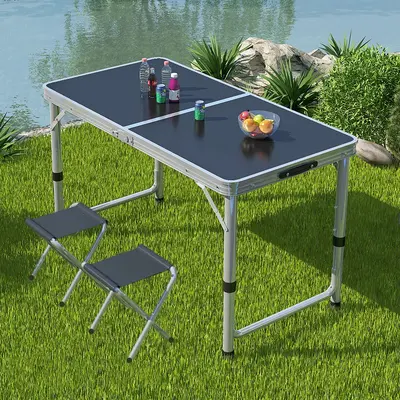 Foldable Portable Outdoor Dining Table with Adjustable Height